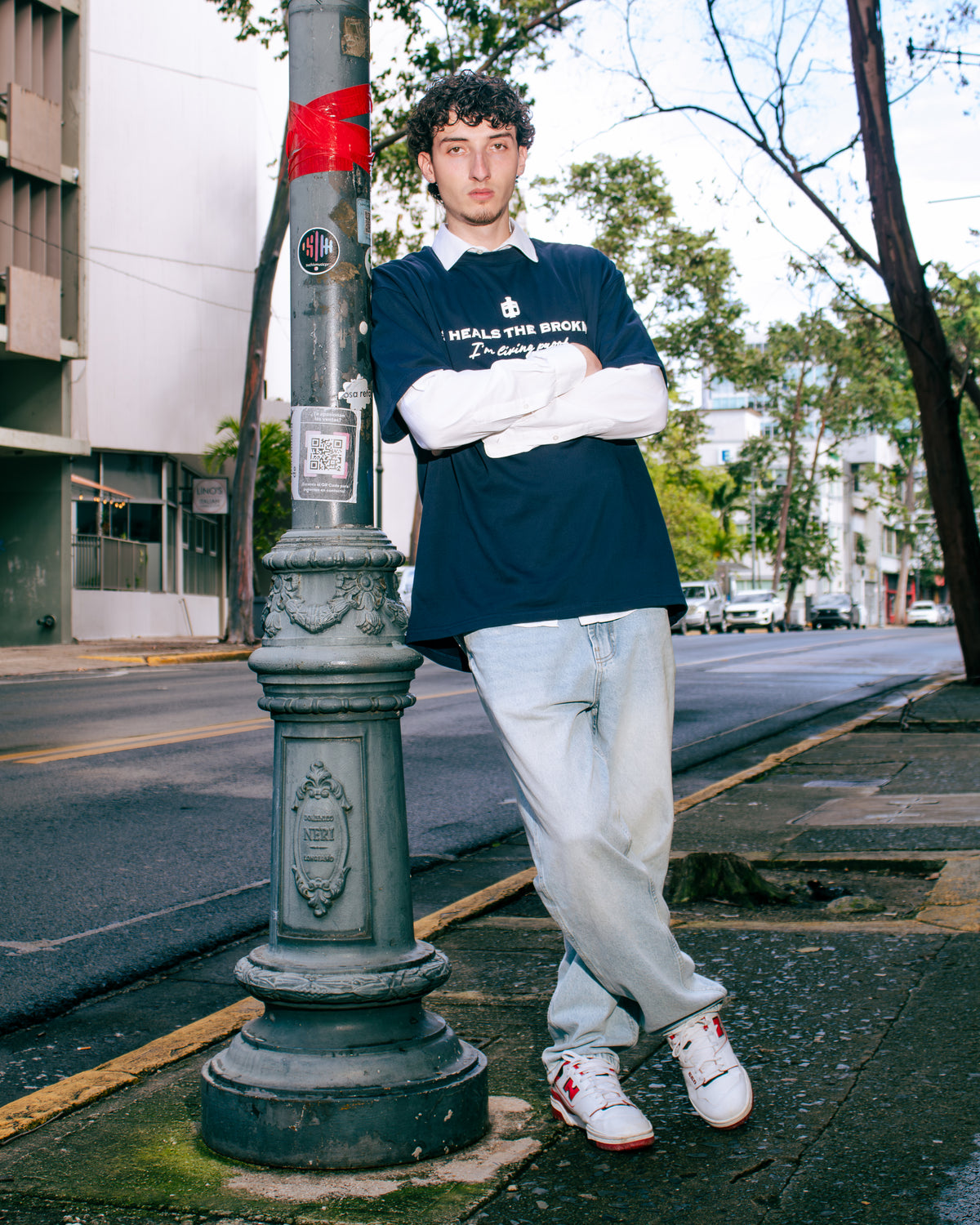 Navy Oversized Faith Tee - Mark 2:17