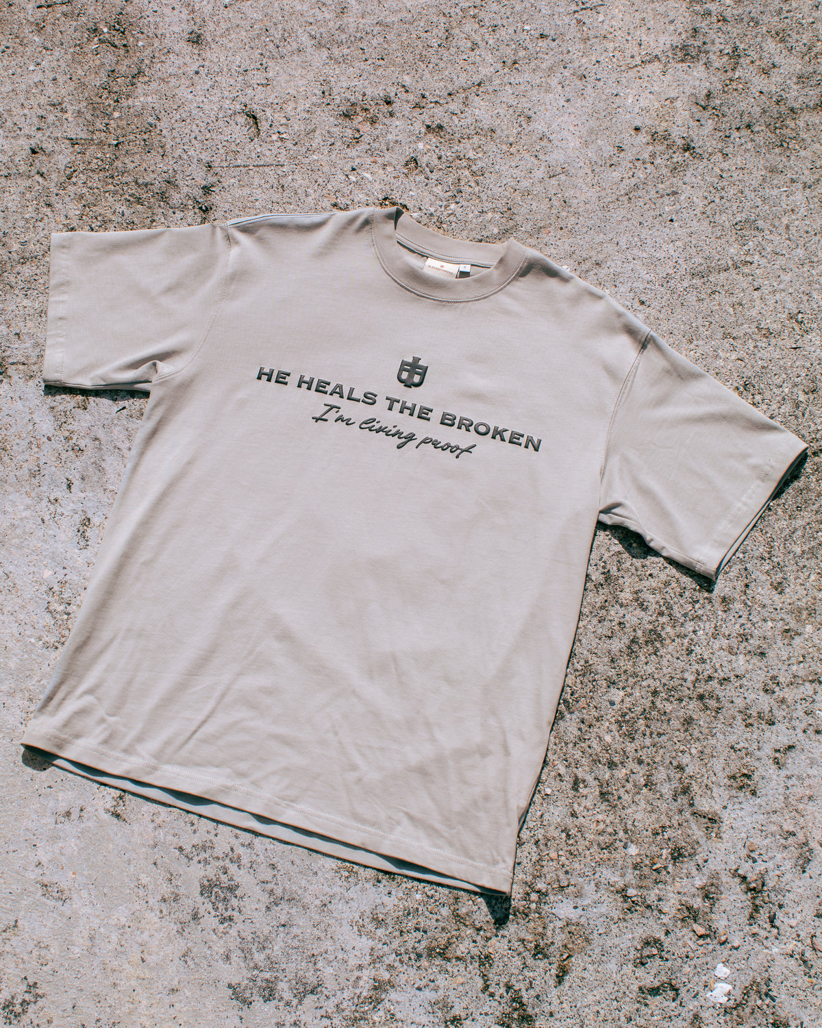 Gray Oversized Faith Tee - Mark 2:17