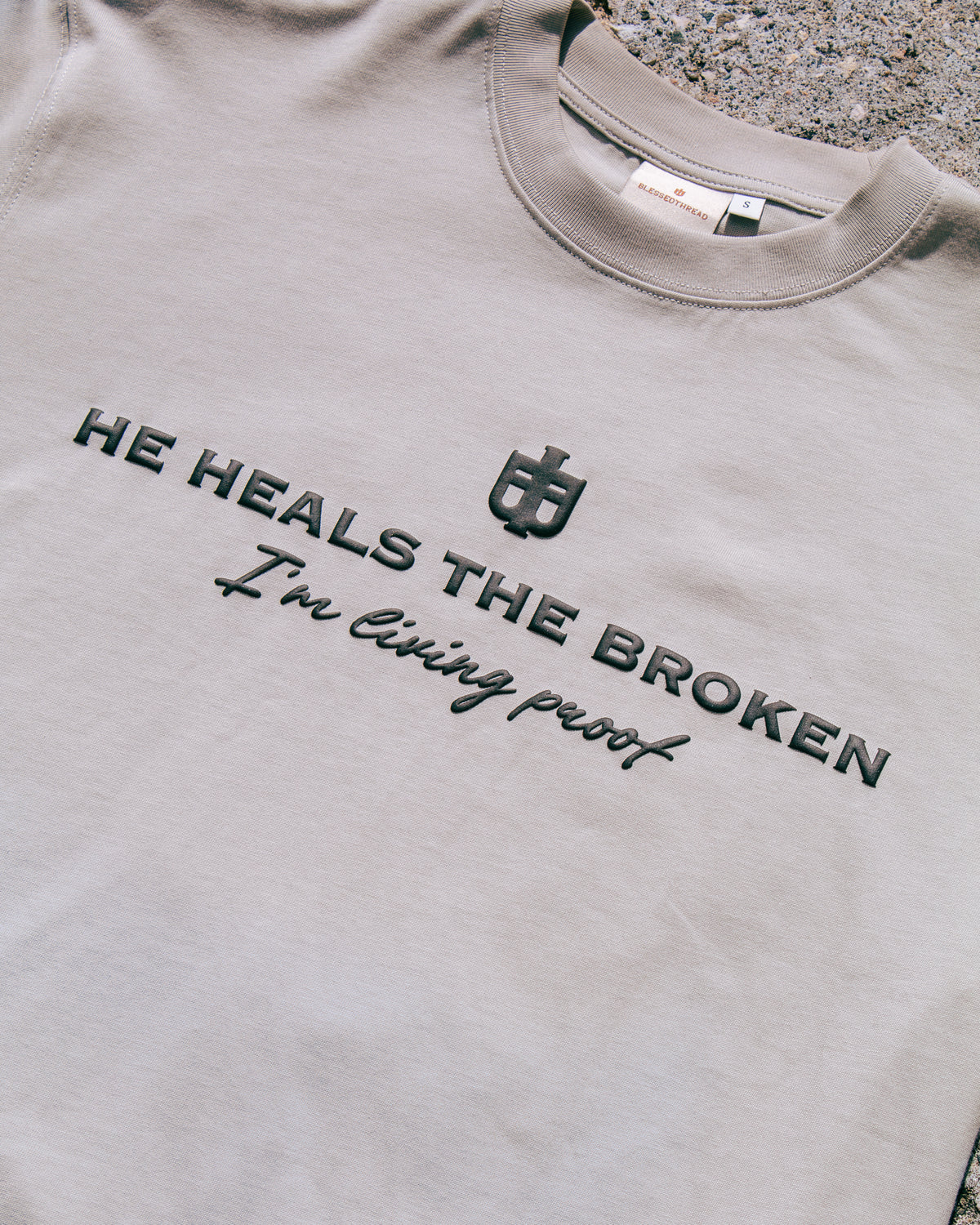 Gray Oversized Faith Tee - Mark 2:17