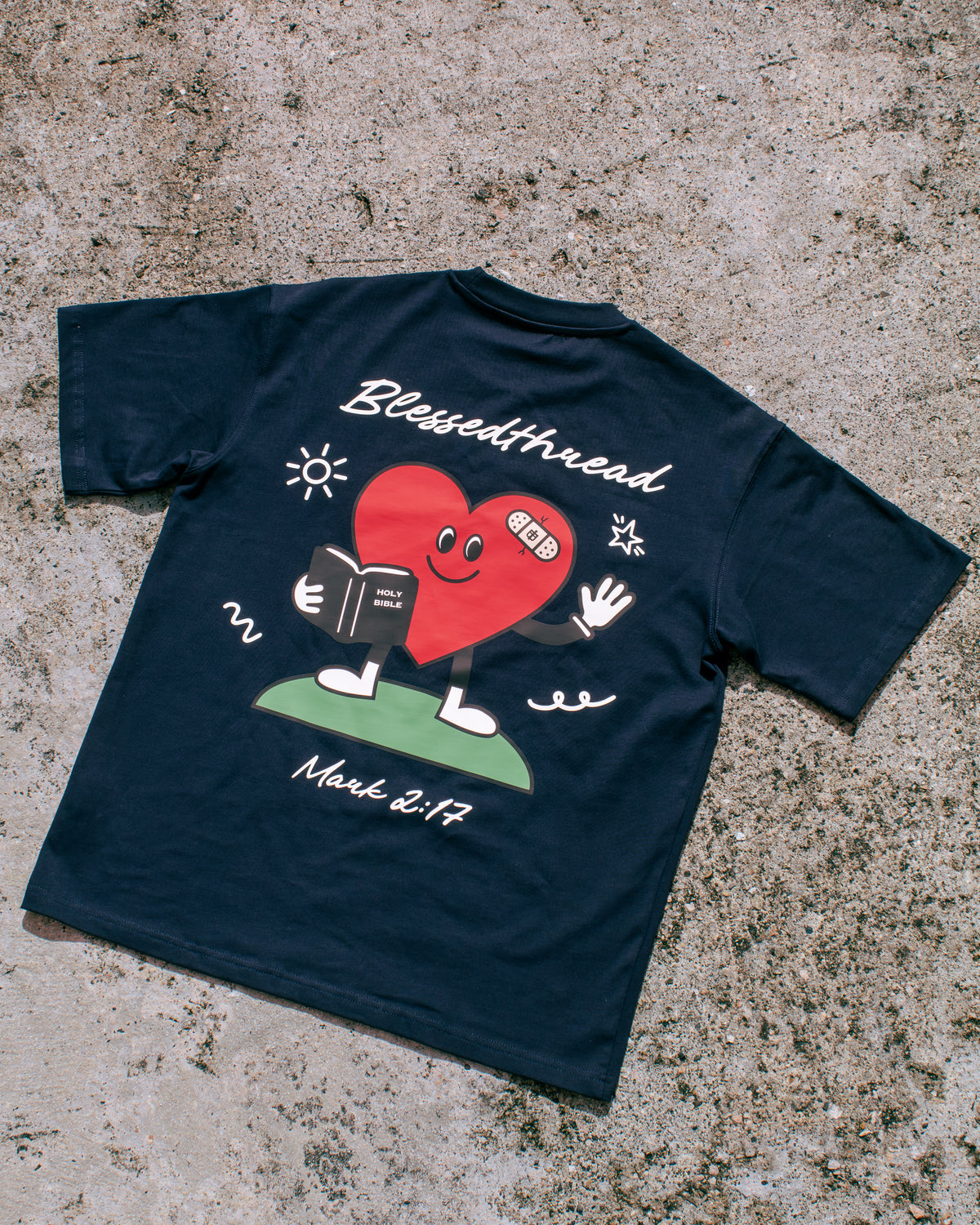 Navy Oversized Faith Tee - Mark 2:17
