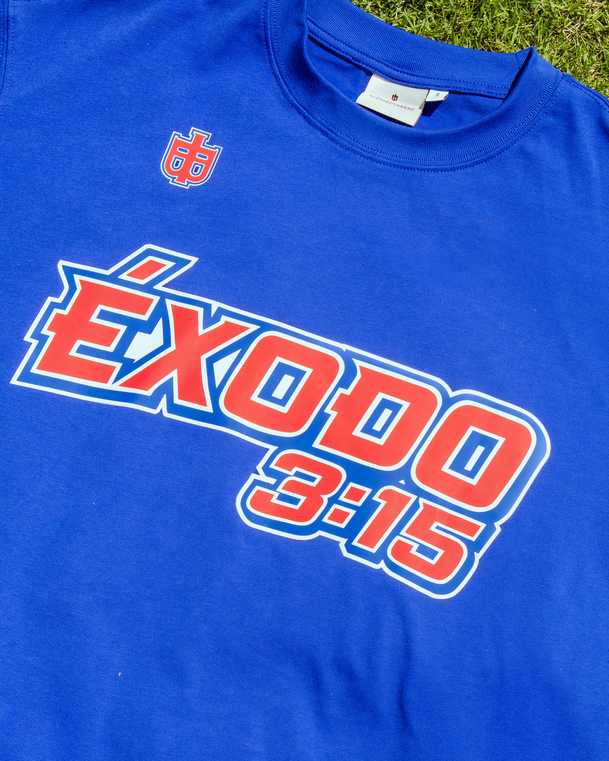 Blue Oversized Faith Tee - Éxodo 3:15