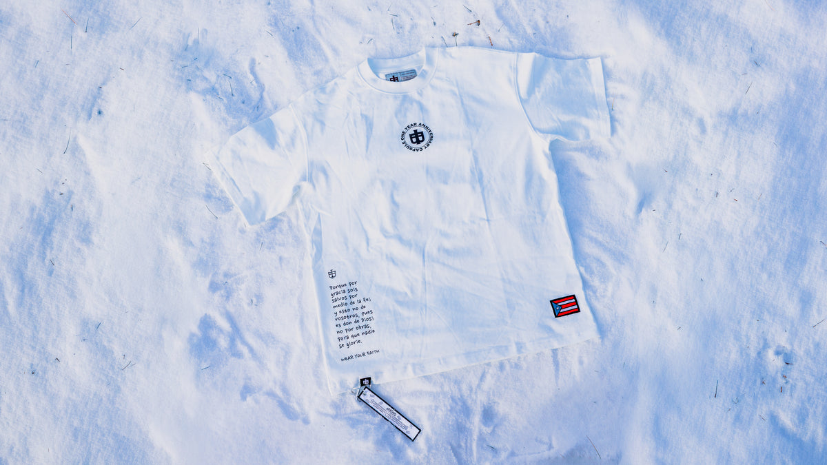 White Oversized Anniversary Faith Tee - Efesios 2:8