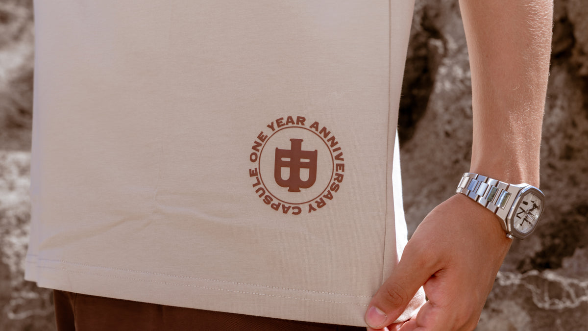 Beige Oversized Anniversary Faith Tee - John 14:20