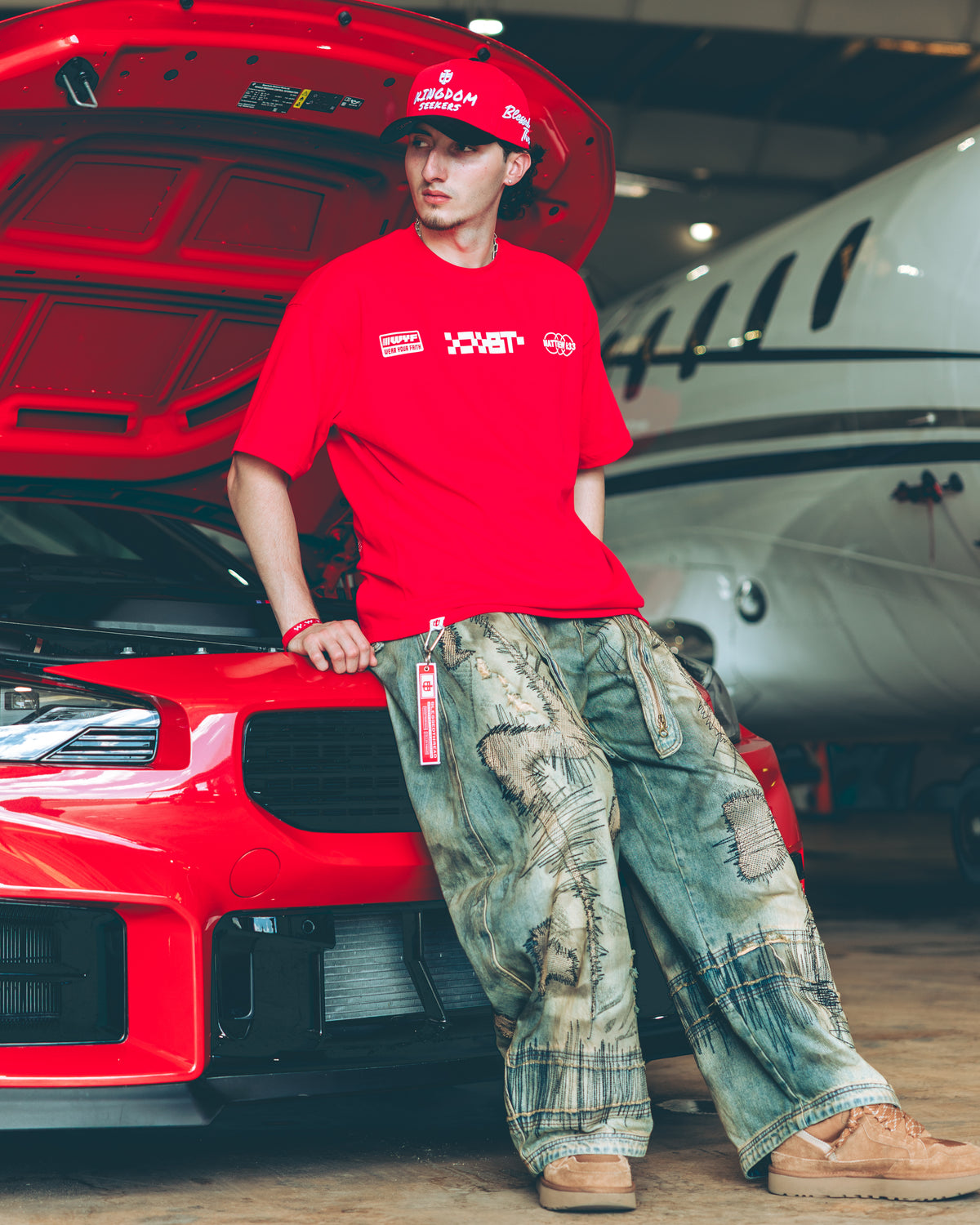 Red Oversized Faith Tee - Matthew 6:33