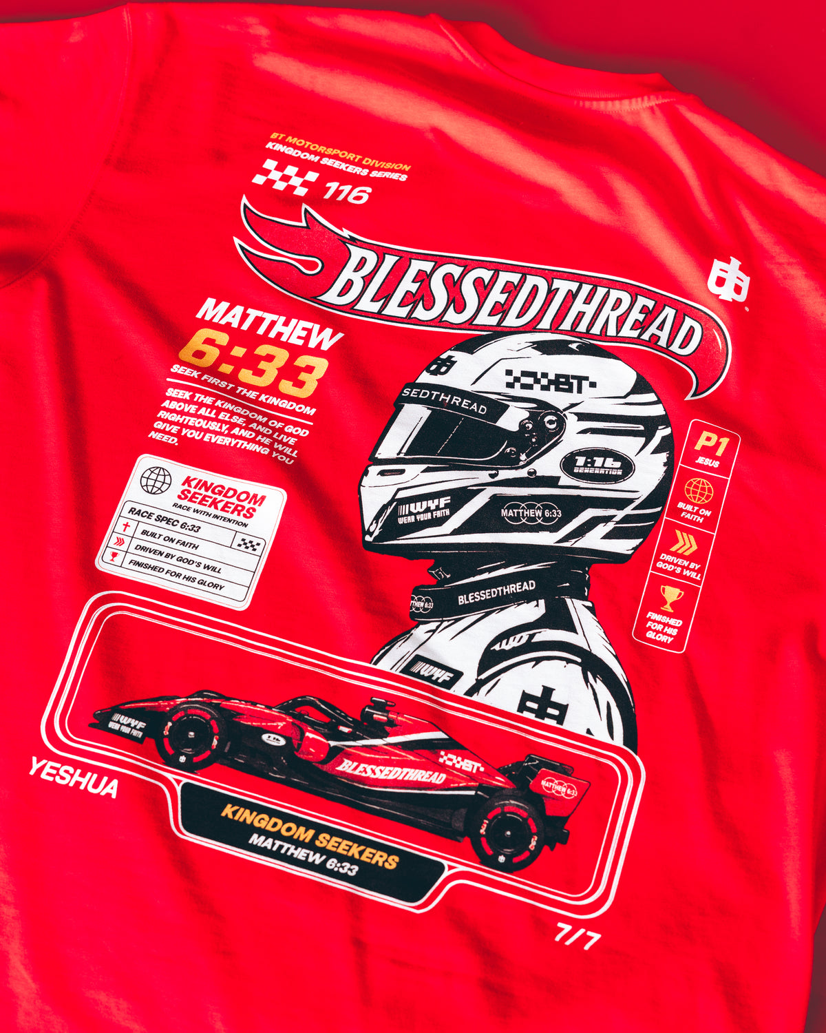 Red Oversized Faith Tee - Matthew 6:33