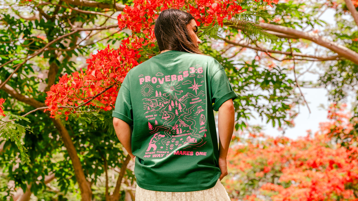Green Oversized Anniversary Faith Tee - Proverbs 3:6
