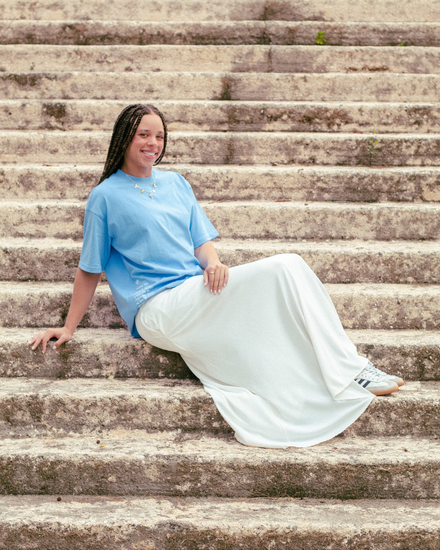 Heaven Blue Oversized Faith Tee - Efesios 2:8