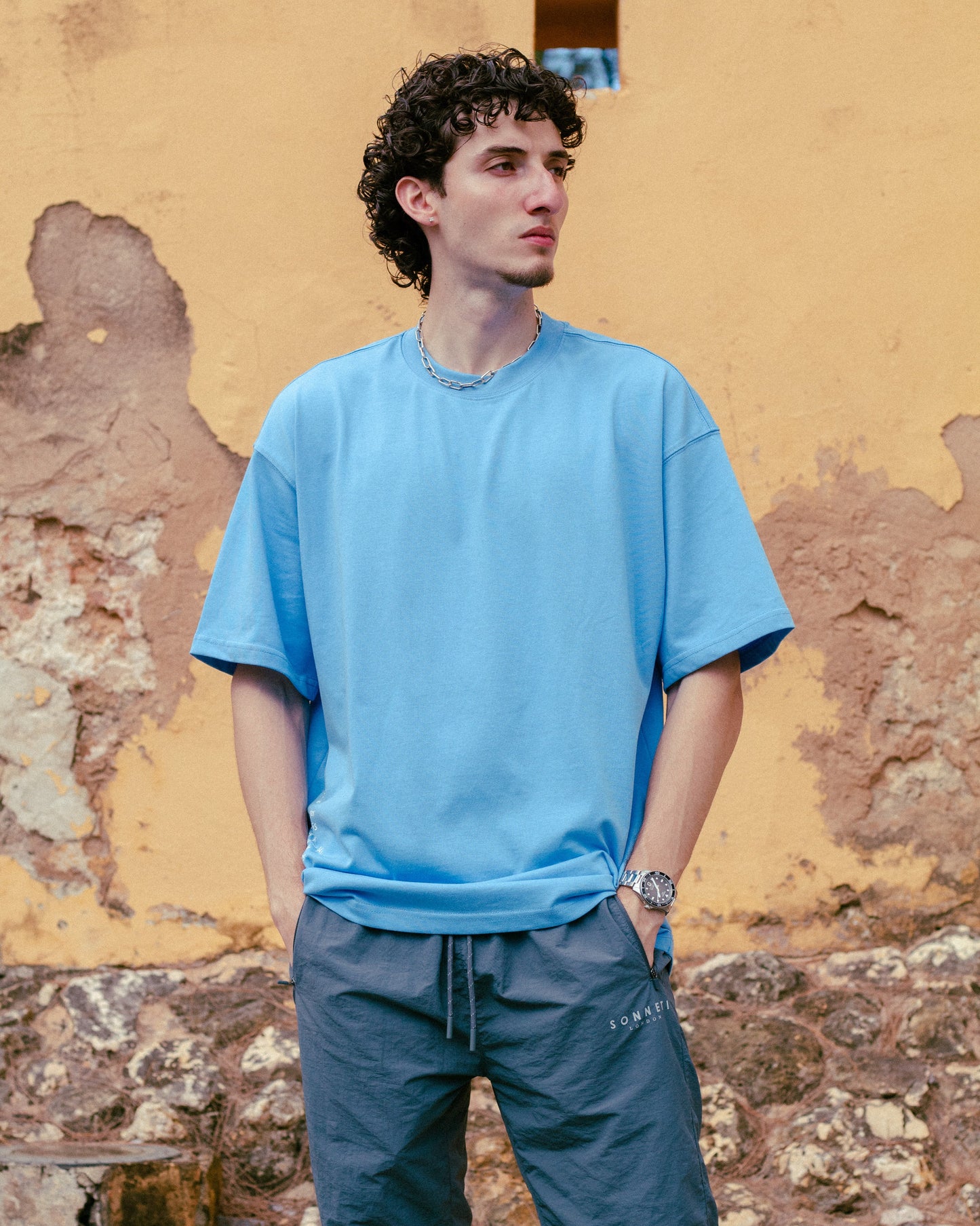 Heaven Blue Oversized Faith Tee - Efesios 2:8