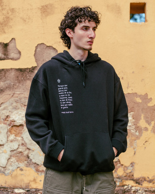 Black Heavyweight Hoodie - Efesios 2:8