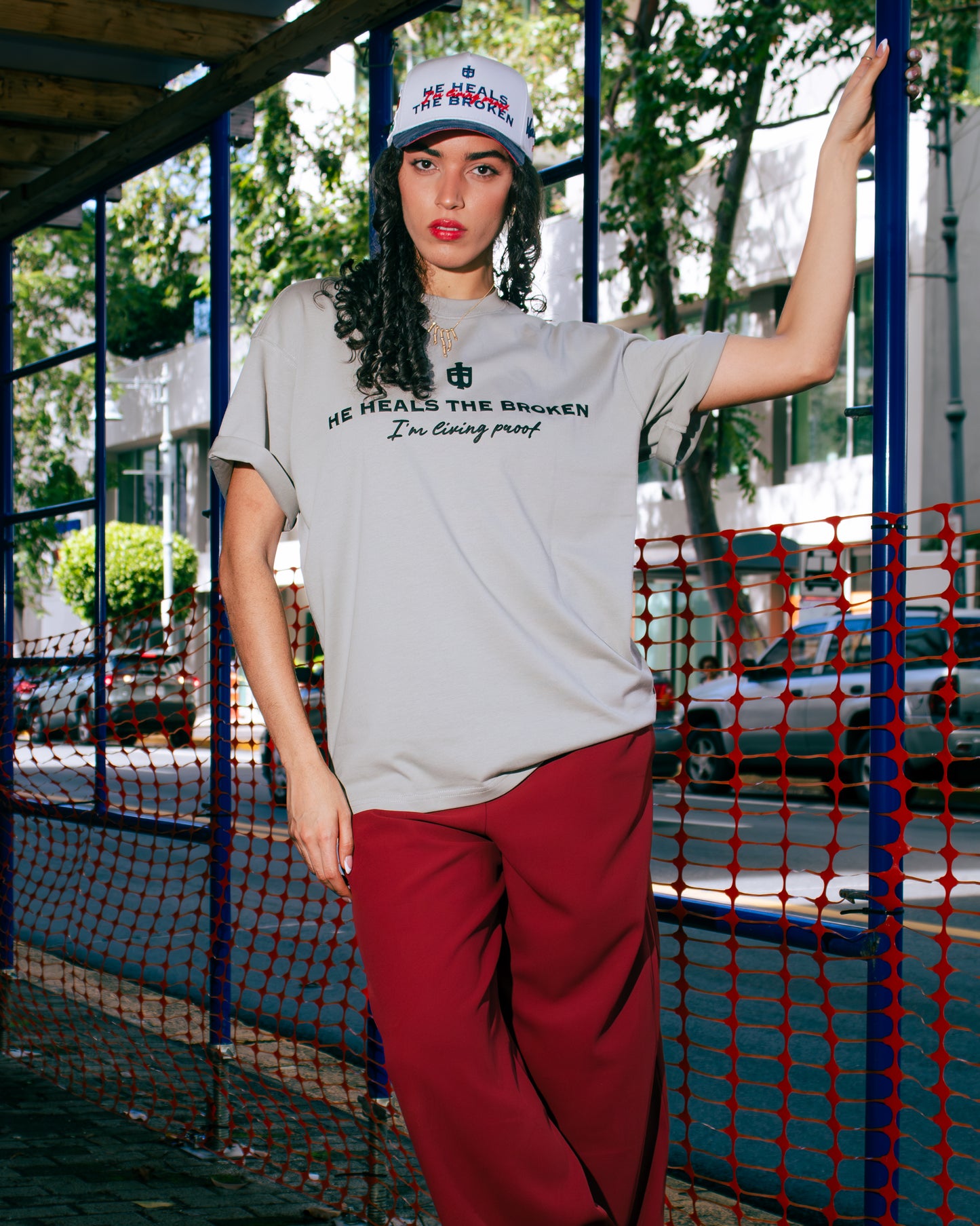 Gray Oversized Faith Tee - Mark 2:17