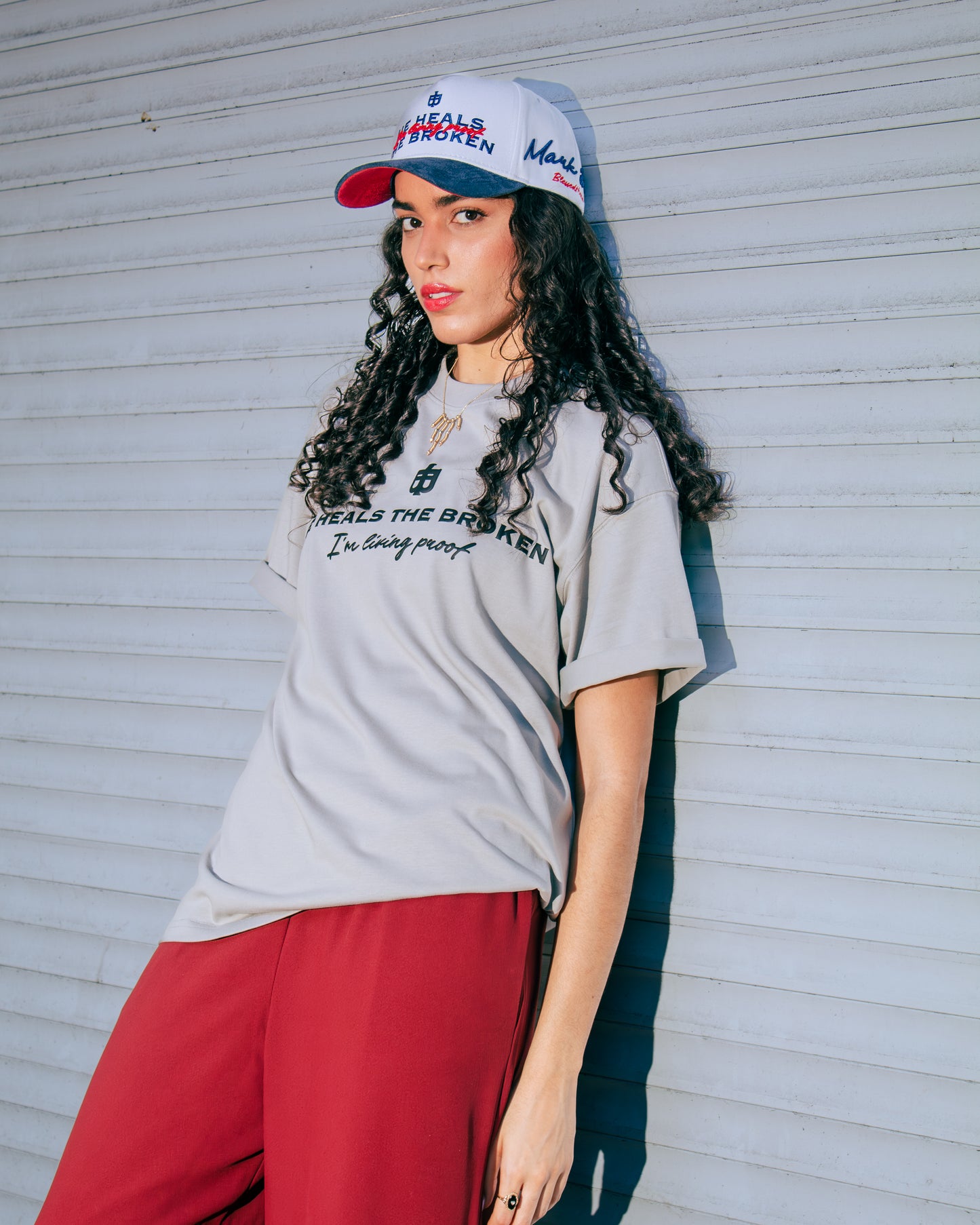 Gray Oversized Faith Tee - Mark 2:17
