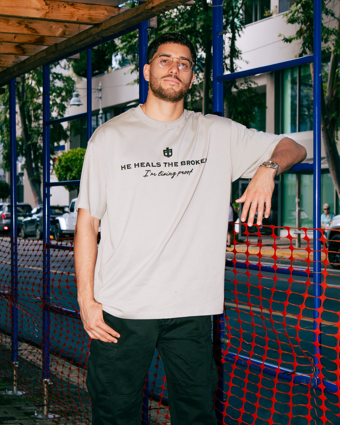 Gray Oversized Faith Tee - Mark 2:17