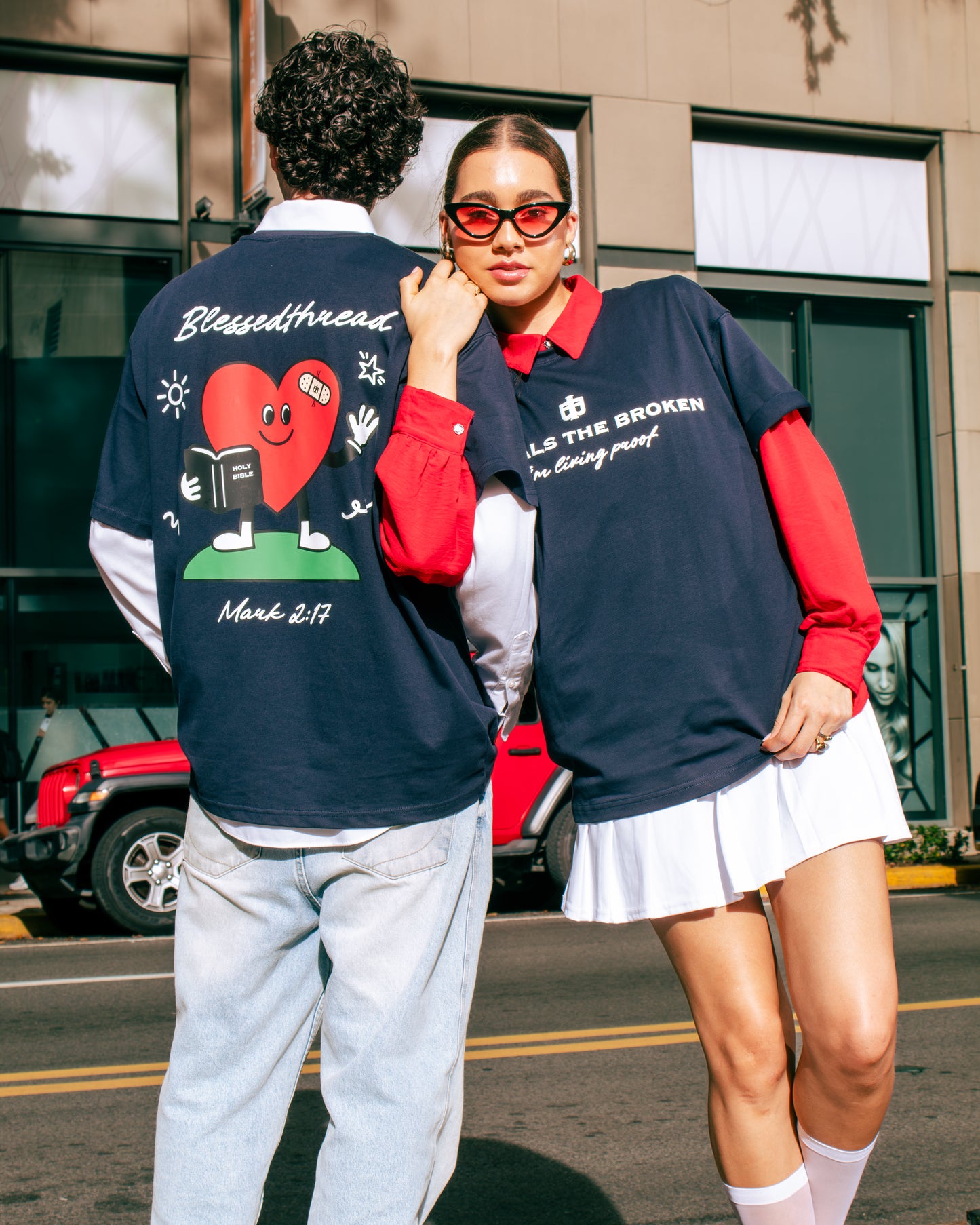 Navy Oversized Faith Tee - Mark 2:17