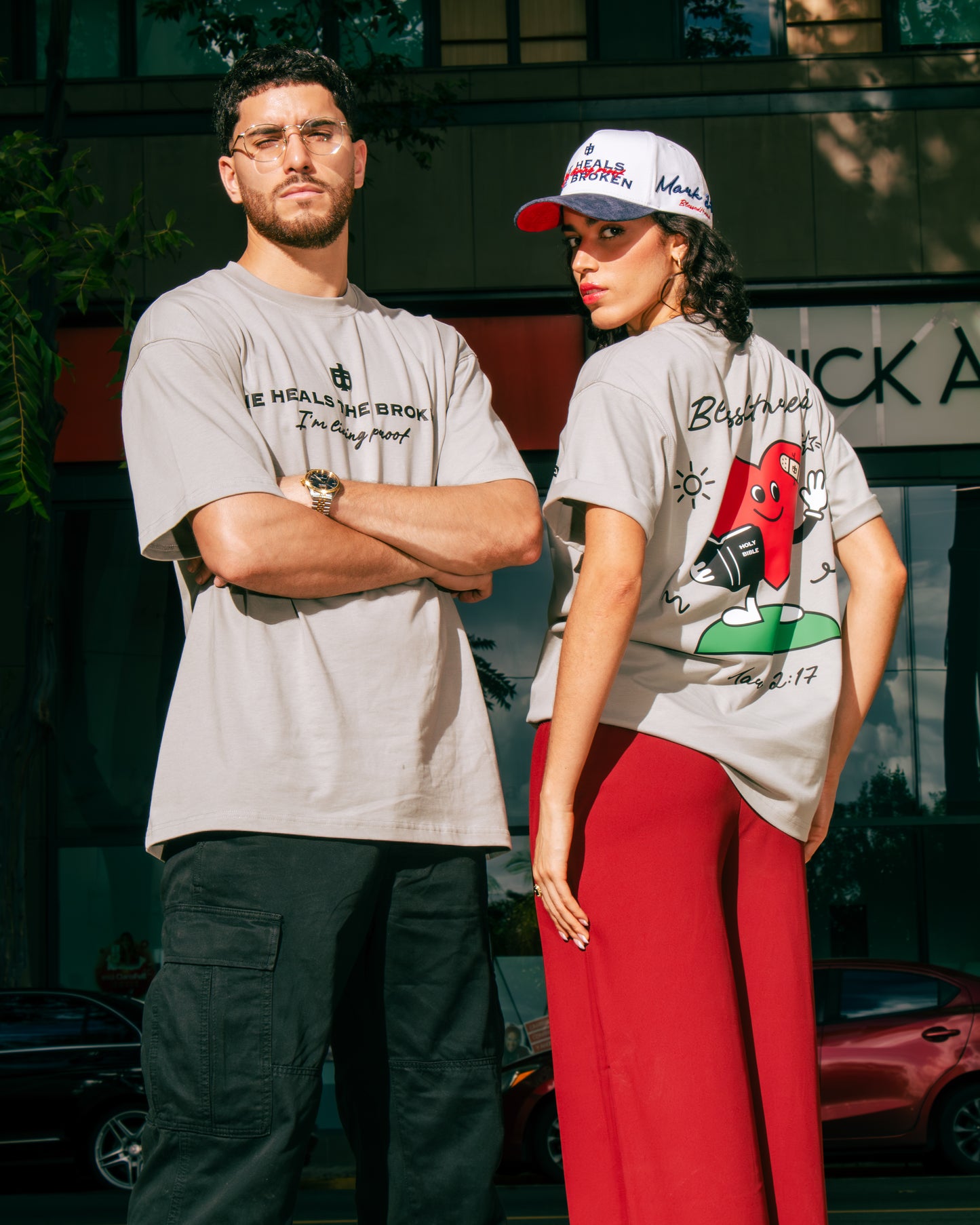 Gray Oversized Faith Tee - Mark 2:17
