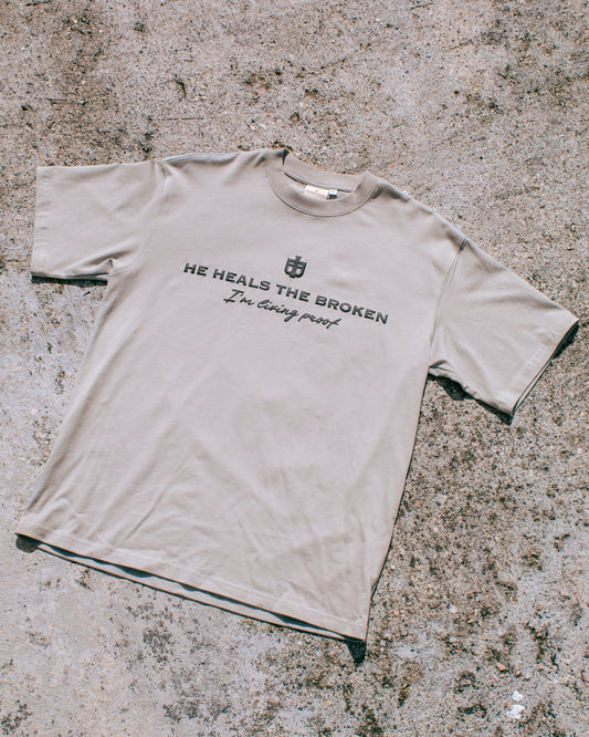 Gray Oversized Faith Tee - Mark 2:17