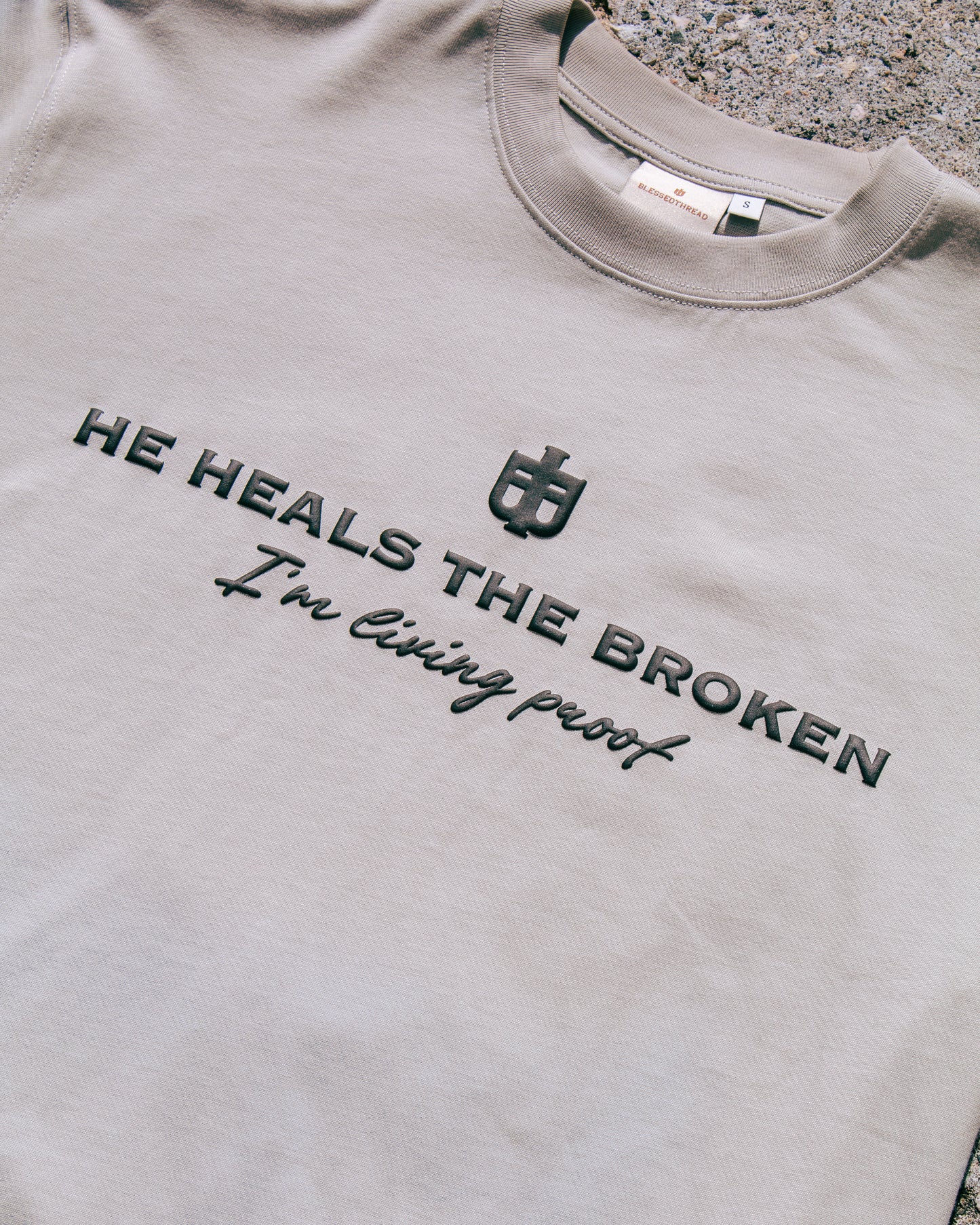 Gray Oversized Faith Tee - Mark 2:17