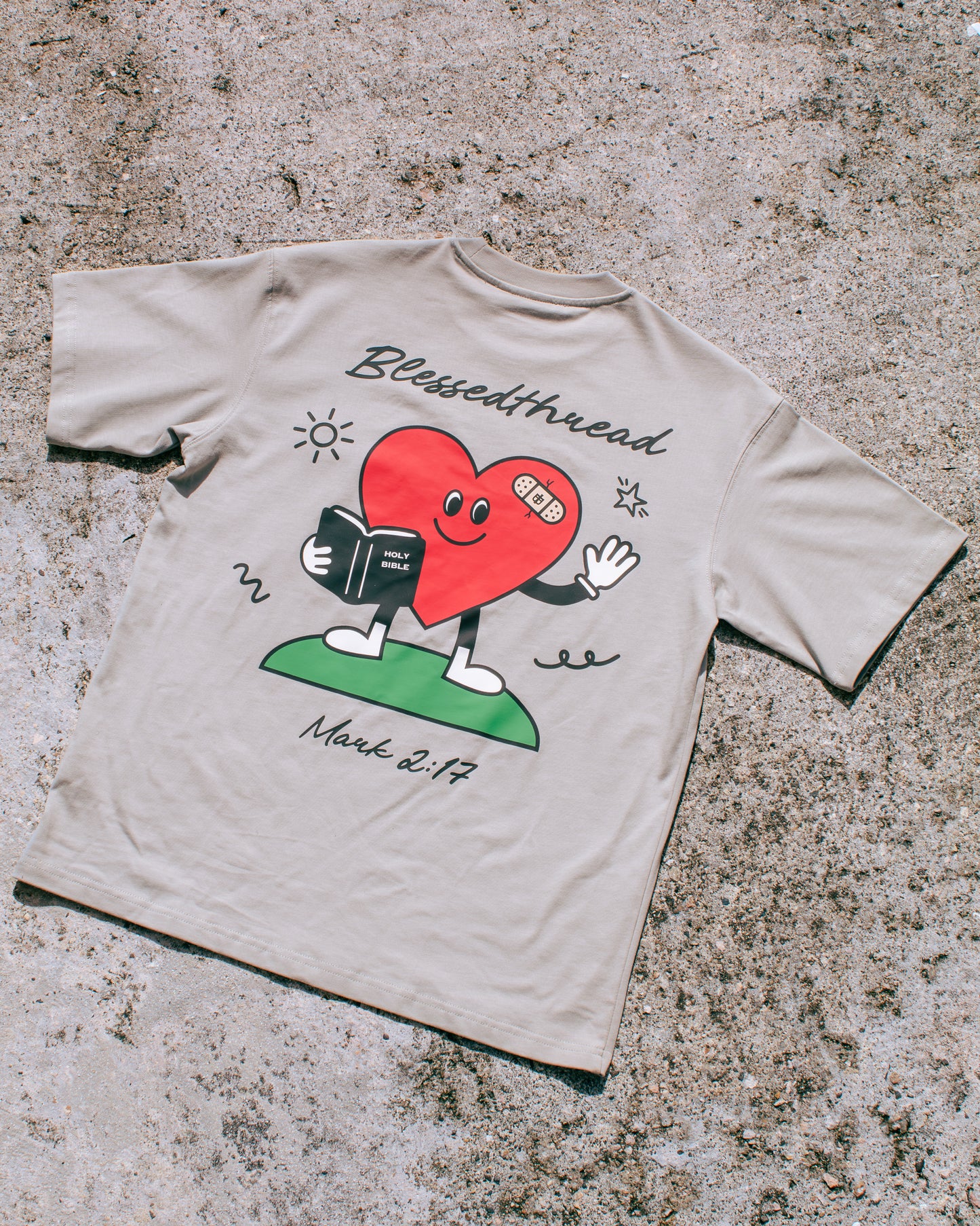Gray Oversized Faith Tee - Mark 2:17