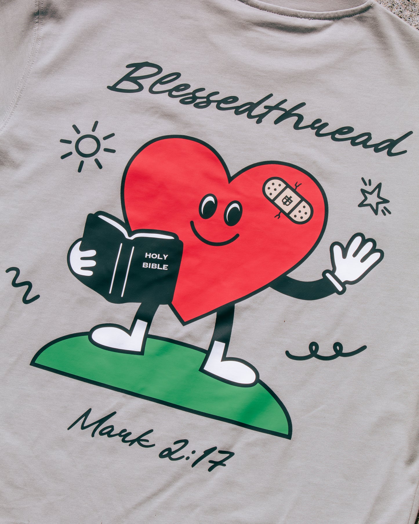 Gray Oversized Faith Tee - Mark 2:17