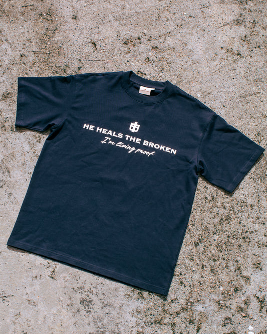 Navy Oversized Faith Tee - Mark 2:17