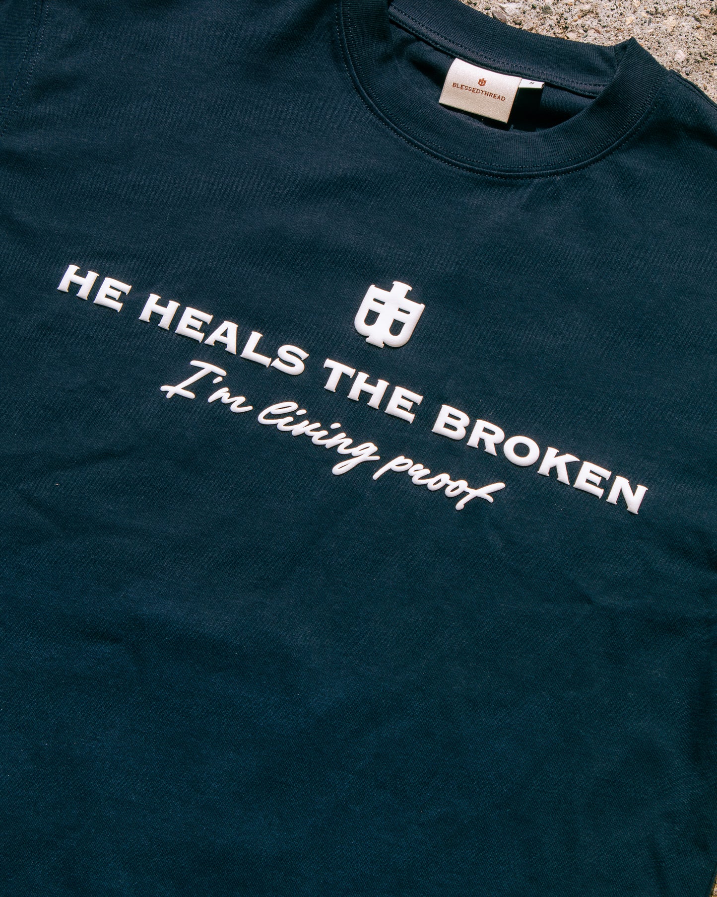 Navy Oversized Faith Tee - Mark 2:17