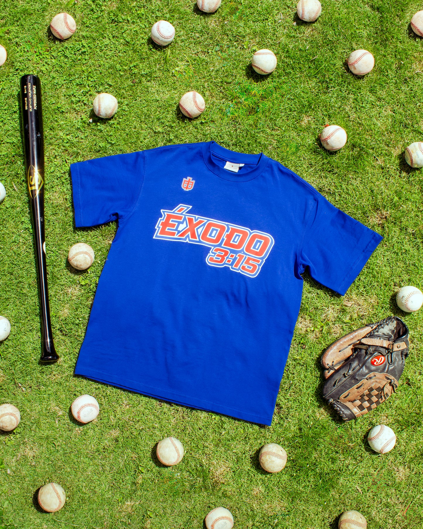 Blue Oversized Faith Tee - Éxodo 3:15