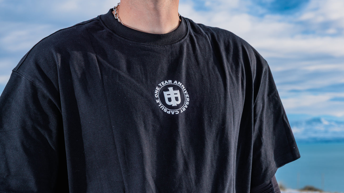 Black Oversized Anniversary Faith Tee - Efesios 2:8
