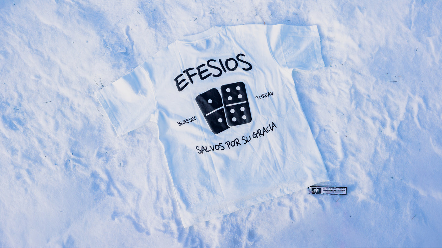 White Oversized Anniversary Faith Tee - Efesios 2:8
