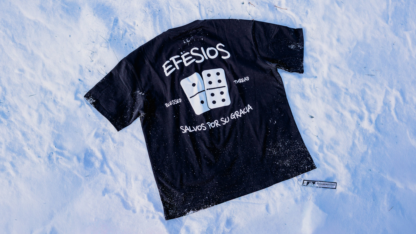 Black Oversized Anniversary Faith Tee - Efesios 2:8