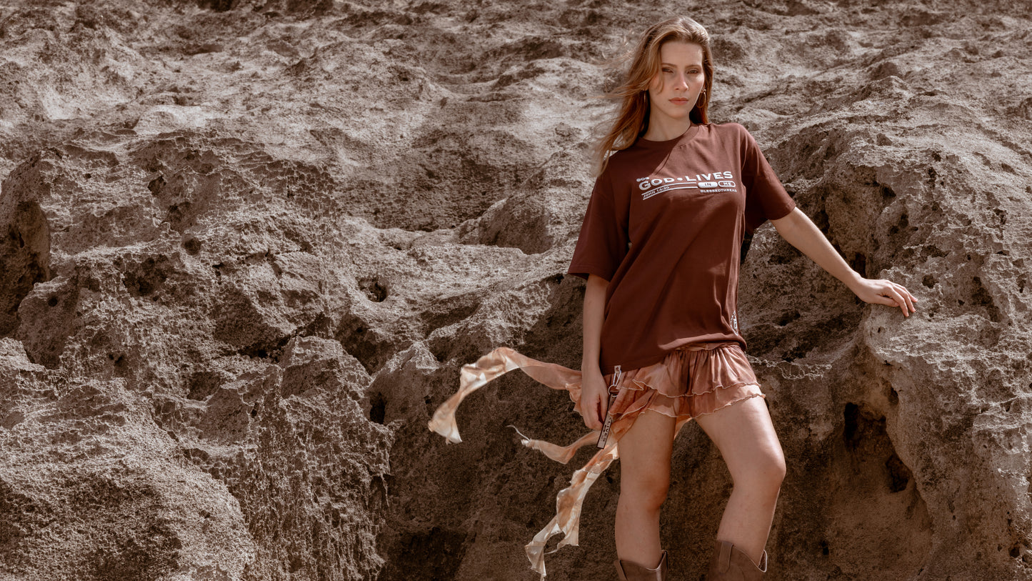 Brown Oversized Anniversary Faith Tee - John 14:20
