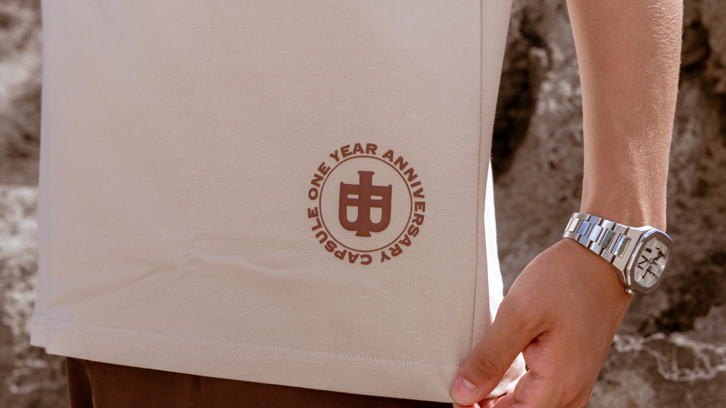 Beige Oversized Anniversary Faith Tee - John 14:20
