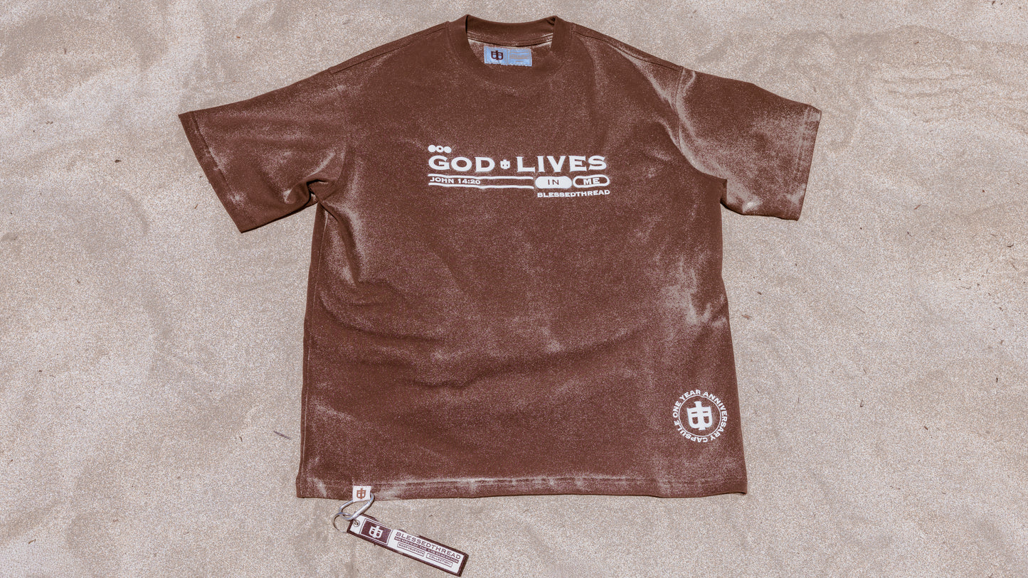 Brown Oversized Anniversary Faith Tee - John 14:20