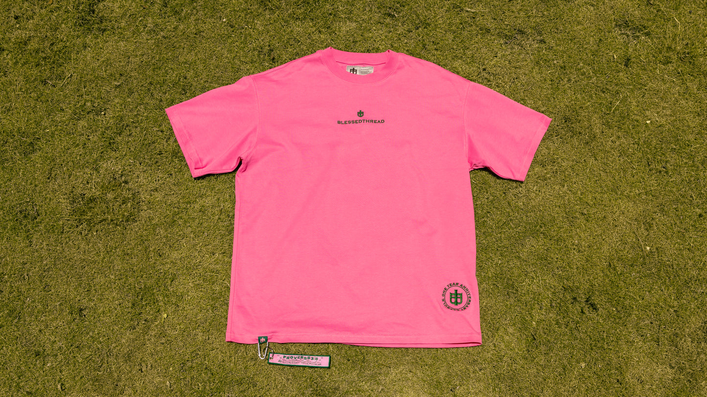 Pink Oversized Anniversary Faith Tee - Proverbs 3:6