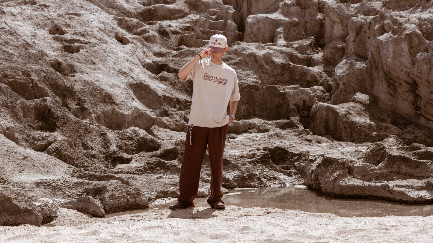 Beige Oversized Anniversary Faith Tee - John 14:20