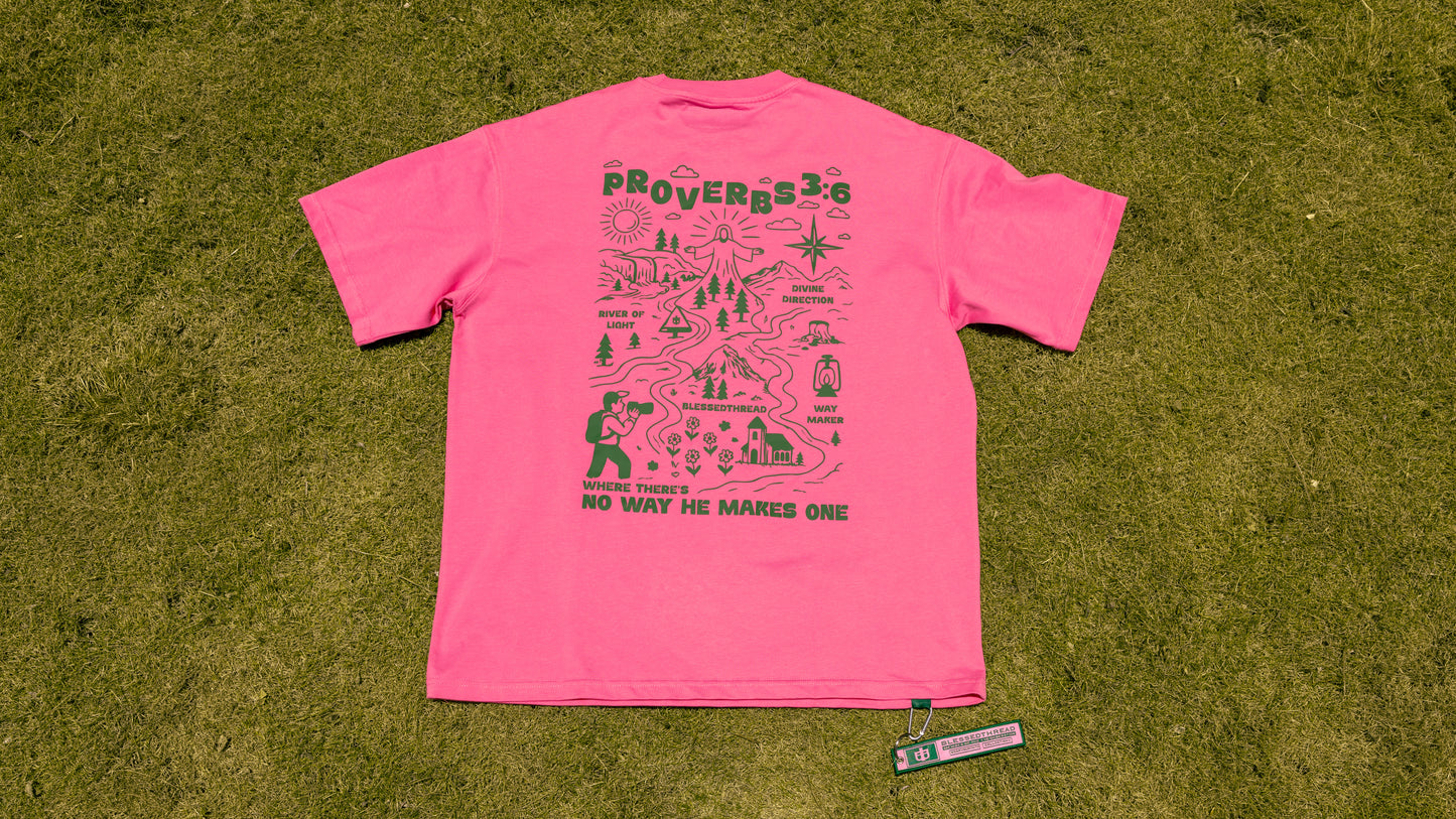 Pink Oversized Anniversary Faith Tee - Proverbs 3:6