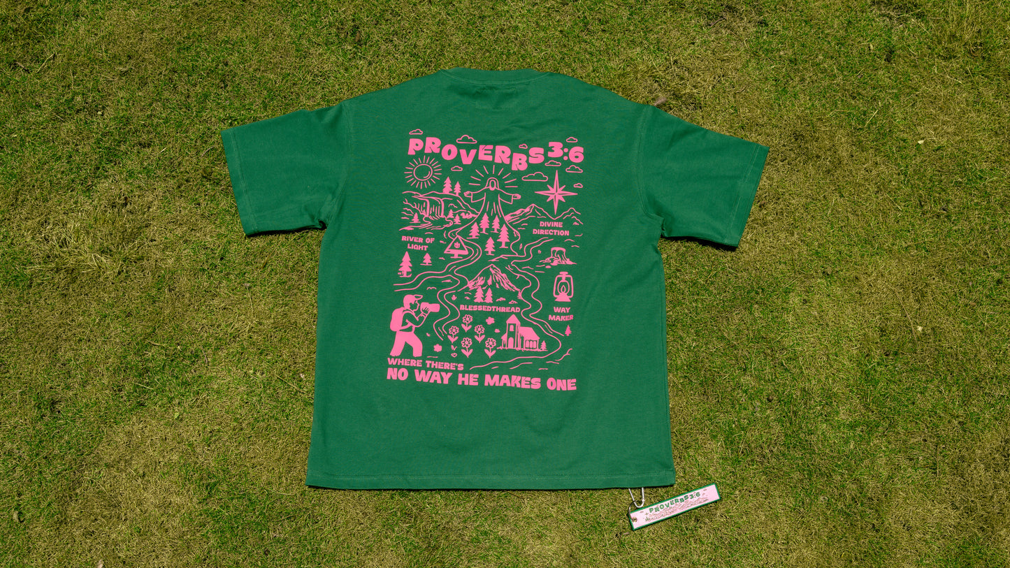 Green Oversized Anniversary Faith Tee - Proverbs 3:6