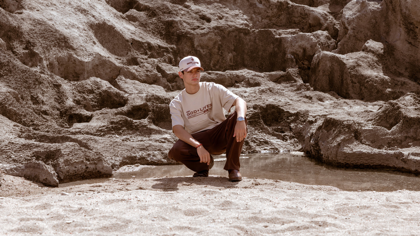 Beige Oversized Anniversary Faith Tee - John 14:20