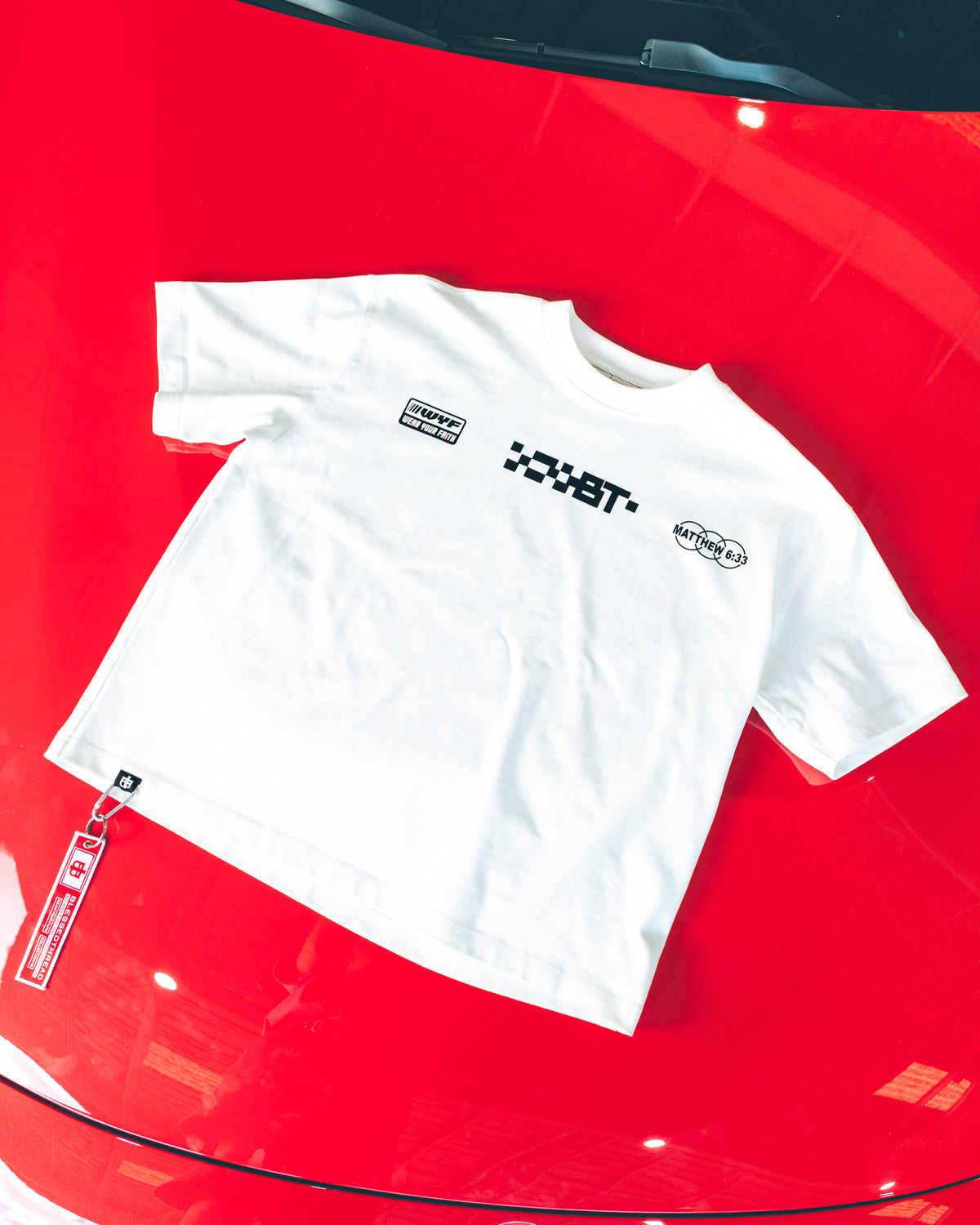 White Boxy Faith Tee - Matthew 6:33