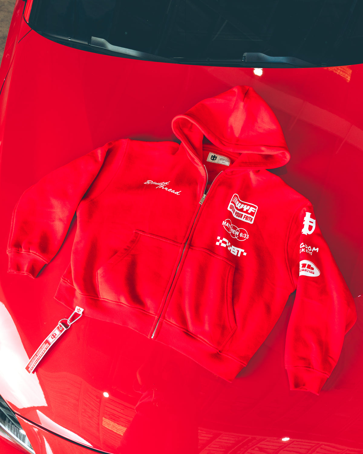 Red Heavyweight Zipper-up - Matthew 6:33