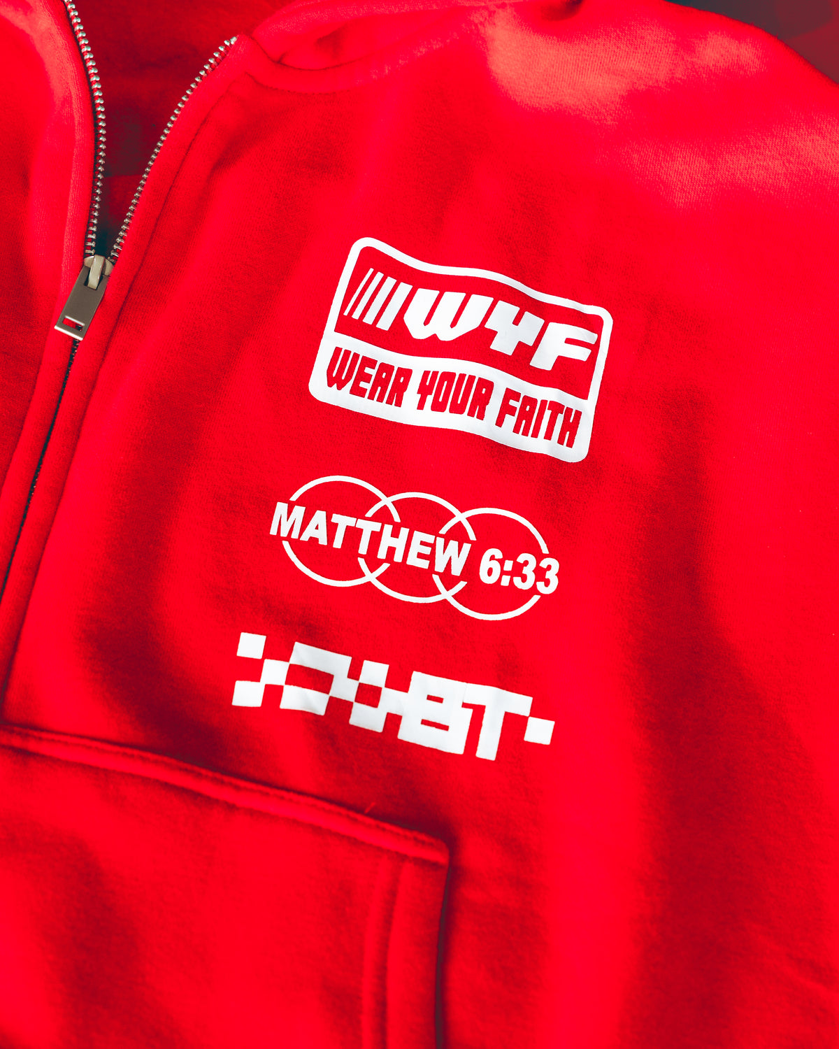 Red Heavyweight Zipper-up - Matthew 6:33