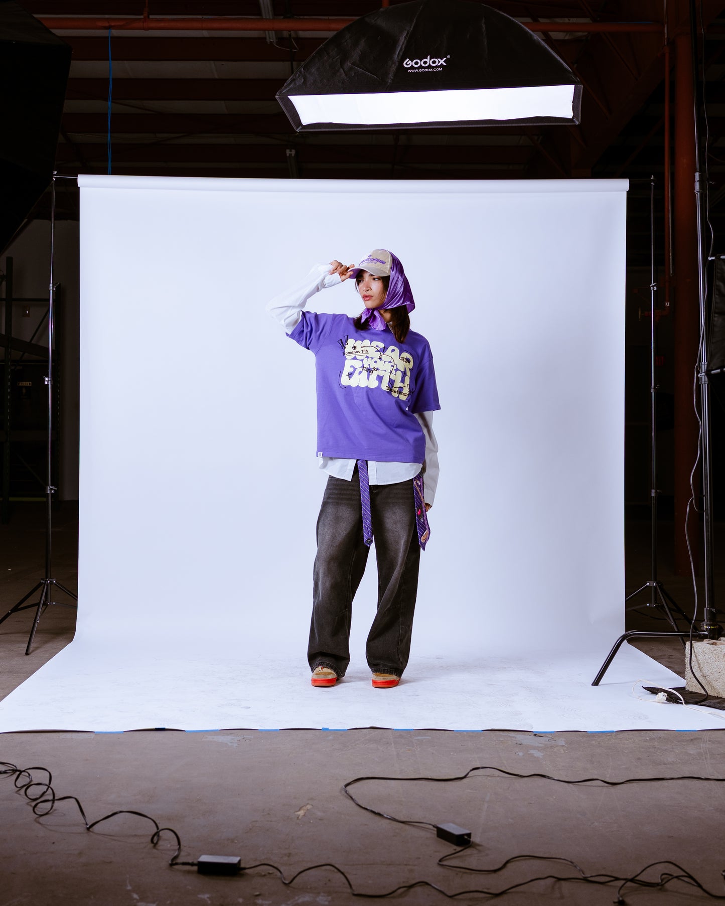Purple Oversized Faith Tee - Romanos 1:16