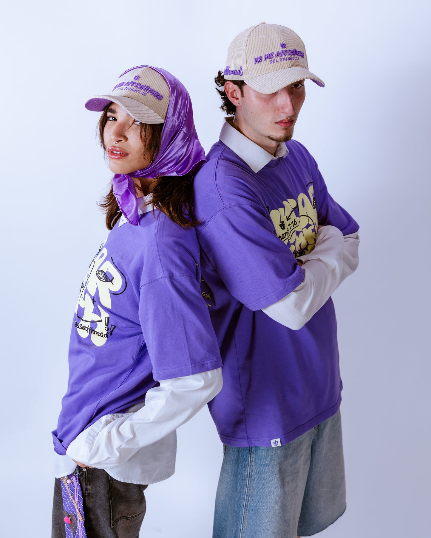 Purple Oversized Faith Tee - Romanos 1:16