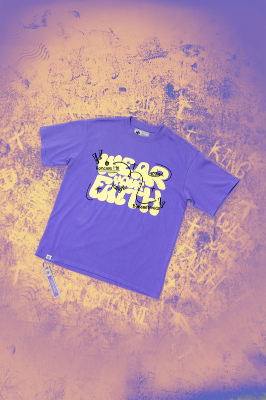 Purple Oversized Faith Tee - Romanos 1:16