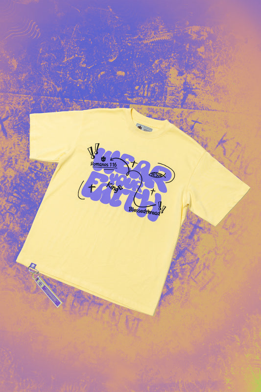 Yellow Oversized Faith Tee - Romanos 1:16