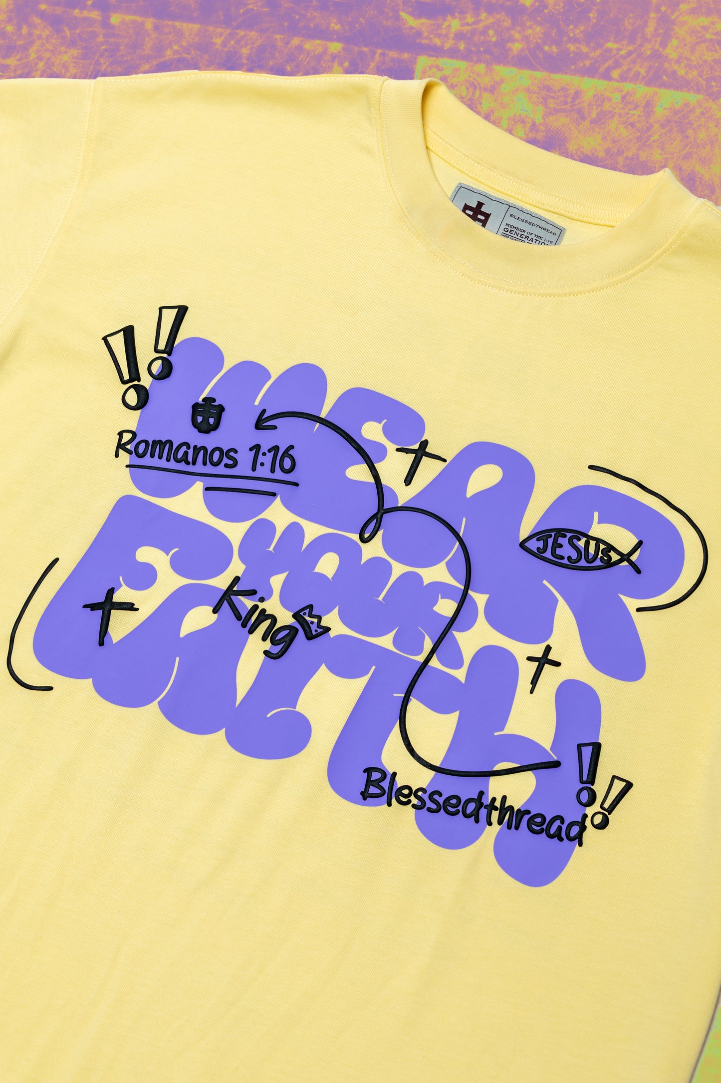 Yellow Oversized Faith Tee - Romanos 1:16
