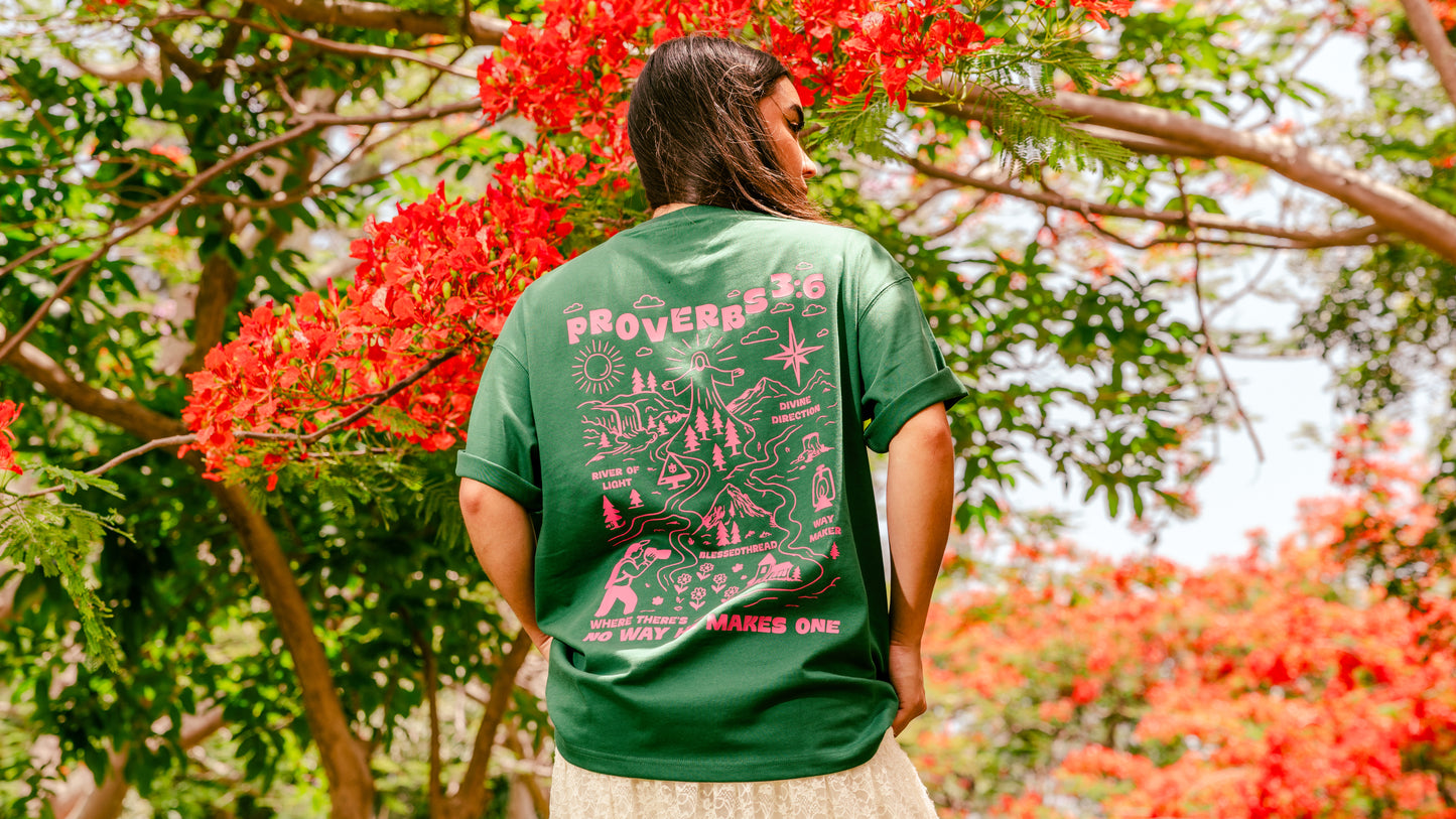 Green Oversized Anniversary Faith Tee - Proverbs 3:6