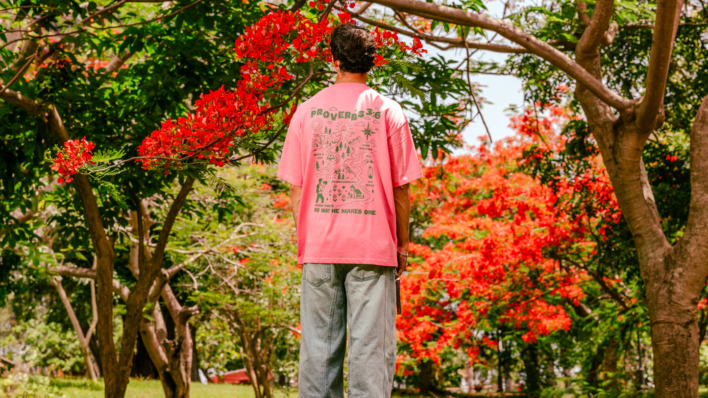 Pink Oversized Anniversary Faith Tee - Proverbs 3:6